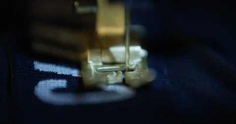 Macro sewing machine sewing cloth Stock Footage 108782557