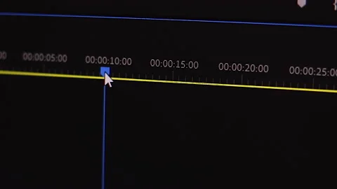 Macro shoot the arrow on the timeline moves the cursor. Stock Footage 144616007
