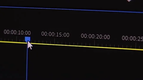 Macro shoot the arrow on the timeline moves the cursor. Stock Footage 144616068