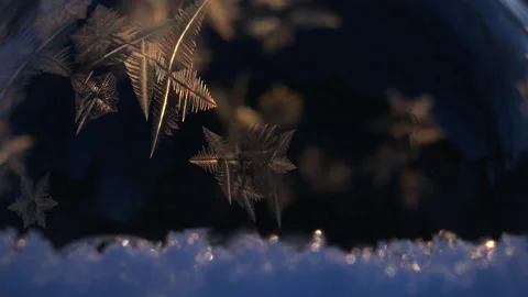 Macro shoot of frosty ice pattern. Growing crystall Stock Footage 269788487