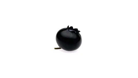 Macro shoot of one blueberry rotating. Isolated on the white background. Stock Footage 158950700