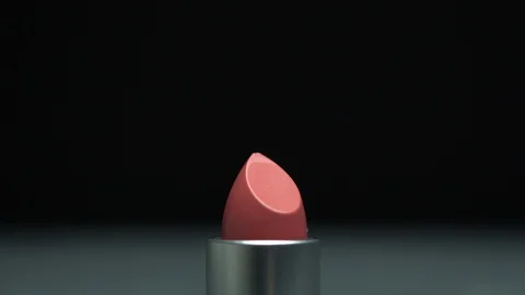 Macro shoot of red lipstick on black background. Professional close up makeup Stock Footage 106049589