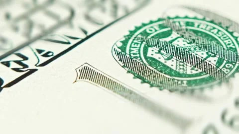 Macro shooting of details on a One hundred Dollars bill, selective focus Stock Footage 280667443