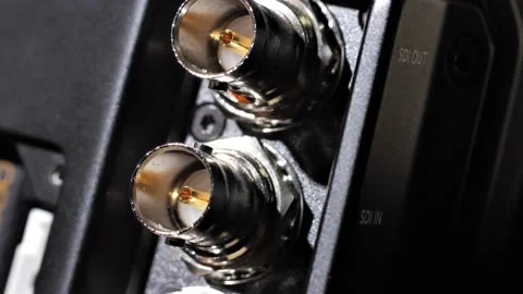 Macro shooting of empty camera ports or other equipment Stock Footage 217376541