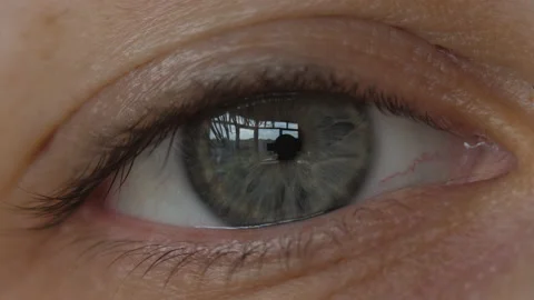 Macro shooting of a gray human eye opens wide 스톡 동영상 171589692