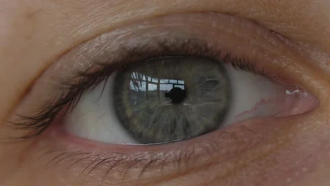 Macro shooting of a gray human eye opens and closes 스톡 동영상 171589788