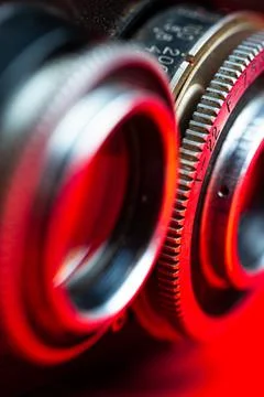 Macro shooting of the Soviet retro camera Stock Photos