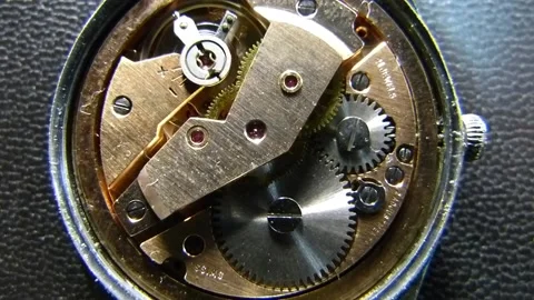 Macro shooting Swiss clockwork Stock Footage 236712171