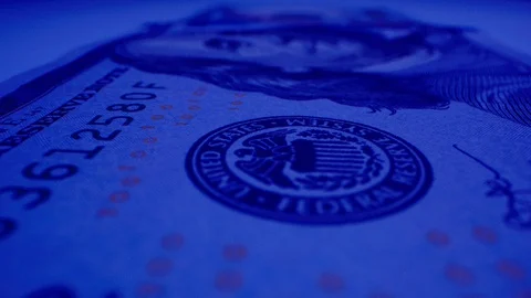Macro Shot of $100 Bill Under UV Light 08 Stock-Footage 128204779