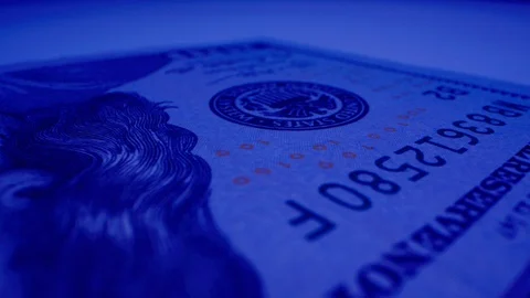 Macro Shot of $100 Bill Under UV Light 07 Stock-Footage 128204841