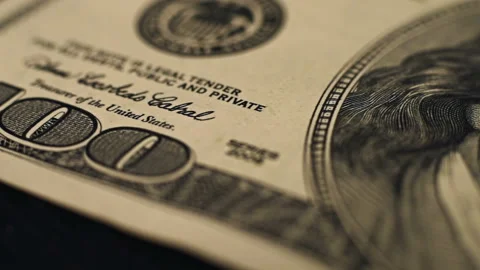 Macro shot of a 100 dollar Stock Footage 97266809