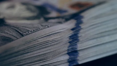 Macro shot of a 100 dollar. Hundred-dollar bills close-up Stock Footage 86323054