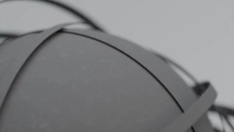 Macro Shot Of Abstract Graphite Ball With Seamlessly Rotating Rings Stock Footage 255864729