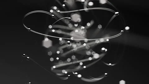 Macro shot animation with shiny lines connecting metallic spheres Stock Footage 315525299