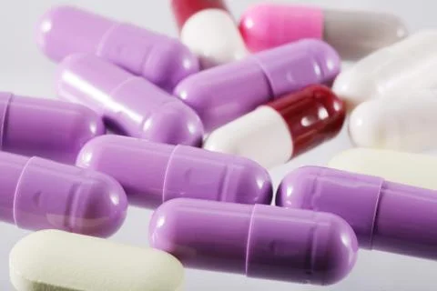 Macro shot of assorted pills Stock Photos