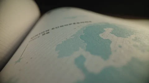 Macro Shot of Atlas Page Featuring Afrique de l’Ouest in Soft Focus Stock Footage 338015814