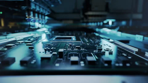 Macro Shot of Automatic Pick and Place machine quickly installs Components Stock Footage 241490920