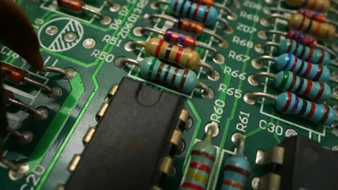 Macro Shot of Automatic Pick and Place machine quickly installs Components on Stock Footage 264114395