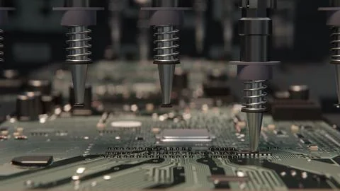 Macro Shot of Automatic Pick and Place machine quickly installs イラスト素材