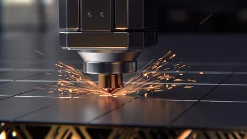 Macro Shot of Automatic Pick and Place machine quickly installs Components Illustrazione stock