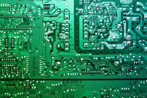 Macro shot of the back side of a circuit board Stock Photos