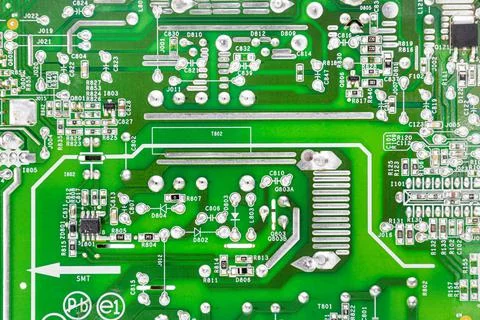 Macro shot of the back side of a circuit board Stock Photos