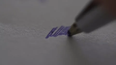 Macro Shot of Ballpoint Pen Scribbling on Paper Stock Footage 345821677