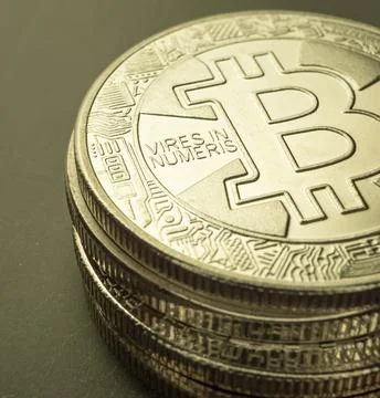 Macro shot of a bit coin crypto Stock Photos
