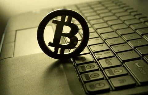 Macro shot of a bit coin crypto Stock Photos