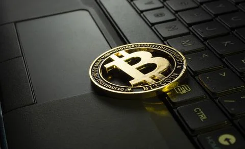 Macro shot of a bit coin crypto Photos