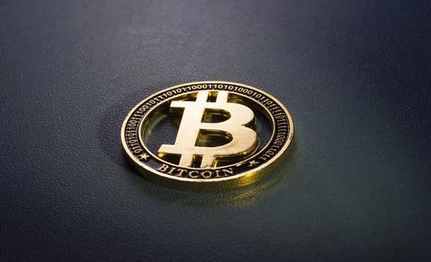 Macro shot of a bit coin crypto Foto stock