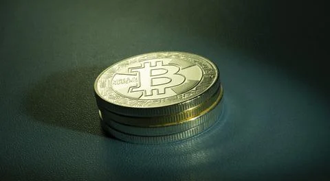 Macro shot of a bit coin crypto Stock Photos