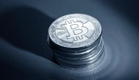Macro shot of a bit coin crypto Stock Photos