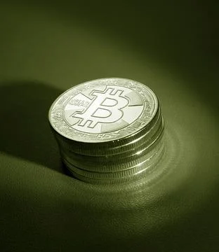 Macro shot of a bit coin crypto Stock Photos