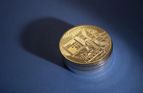 Macro shot of a bit coin crypto Stock Photos
