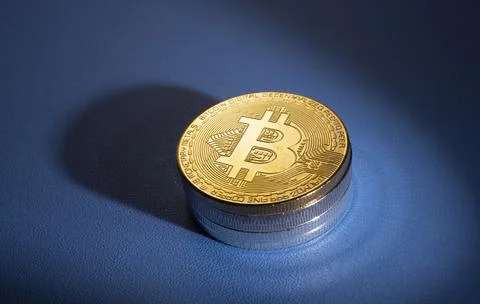 Macro shot of a bit coin crypto Stock Photos