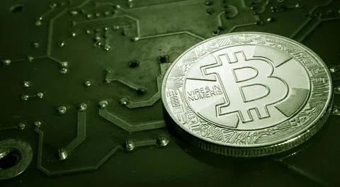 Macro shot of a bit coin crypto Foto stock