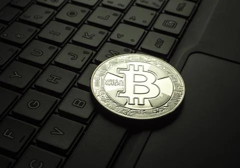 Macro shot of a bit coin crypto Stock Photos