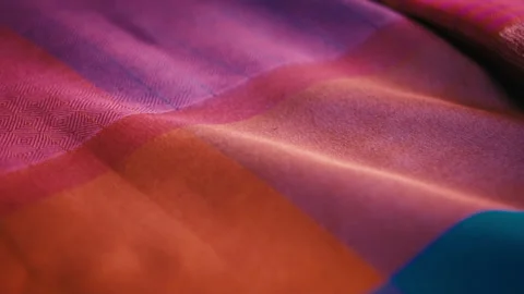 Macro Shot Of Bright Madder Dyed Organic Textiles From Pakistan, Stock Footage 155297319