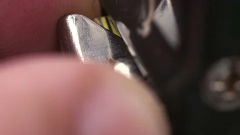 Macro shot of a builder measuring out a length with a tape measure Stock Footage 77057884