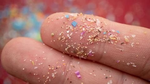 Macro shot on a bunch of microplastics that cannot be recycled Stock Photos
