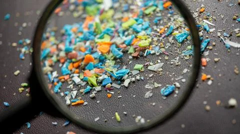 Macro shot on a bunch of microplastics that cannot be recycled Stock Photos
