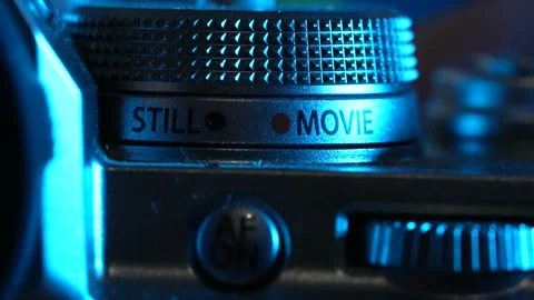 Macro shot of camera buttons, optical wheel. DSLR or mirrorless photography,  Stock Footage 172430227