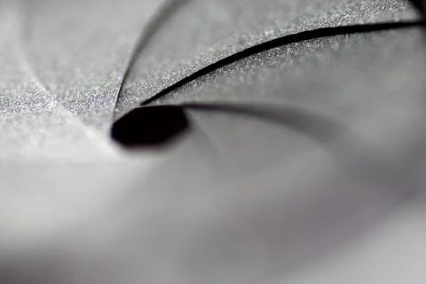 Macro shot of camera lens aperture blades with selective focus and shallow dof Fotos Stock