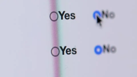 Macro shot of changing all selections to "No" for multiple options, representing Stock Footage 342777984