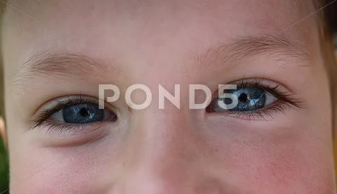 Macro shot of children blue eyes Stock Photos