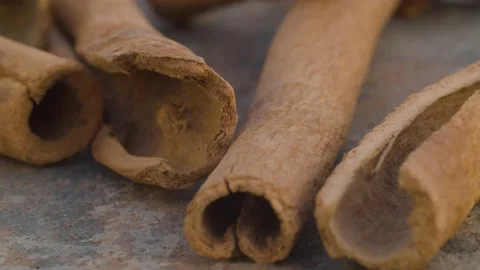 Macro shot of cinnamon bark Stock Footage 137775747