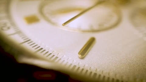 Macro shot of classic wristwatch dial with ticking second hand Stock Footage 340902252
