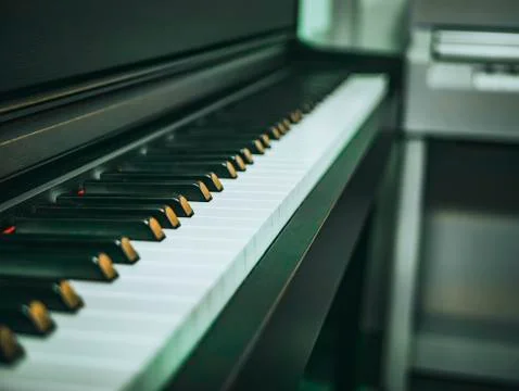 Macro shot of the classical piano keys Stock Photos