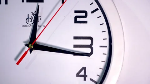 Macro Shot of Clock Face Quarter with Red Second Hand Moving 12 to 3 Stock Footage 337401130